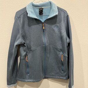 The North Face Women's Blue Gray Fleece Jacket with Light Blue Lining